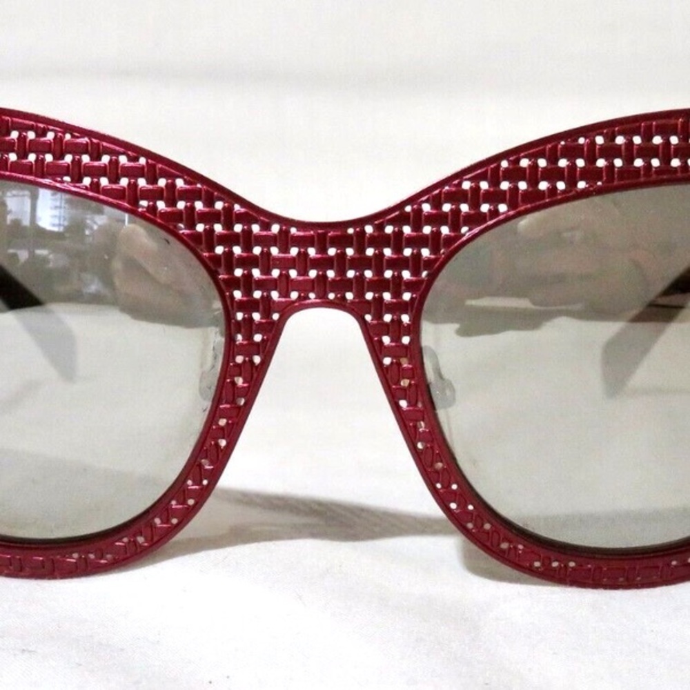 MARC JACOBS Red Burgundy Woven Metal Mirror Lens $250 Sunglasses Black Case - Picture 14 of 16